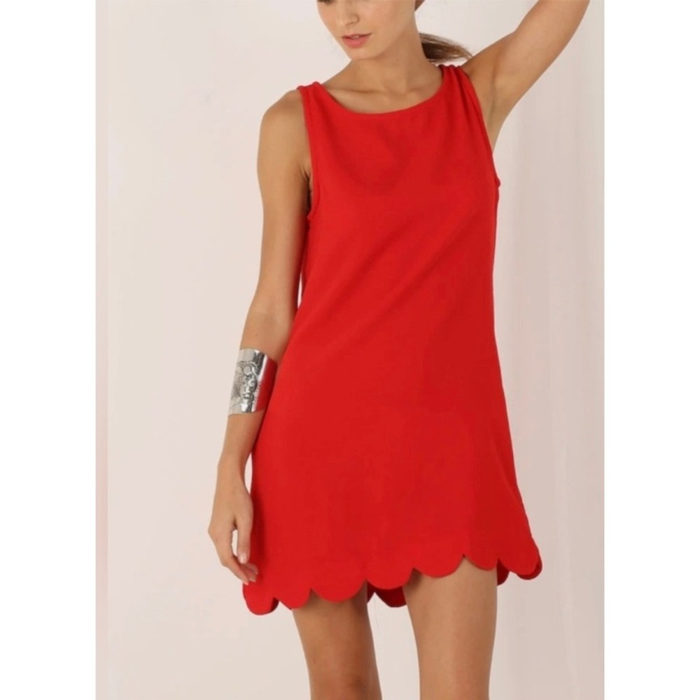 Kate Spade X Target Red Dress Sleeveless Scalloped Hem Mini Dress Size L NWT